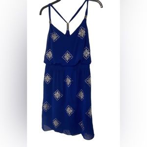 White house, black market, dressy dress, size 8, blue with gold accents